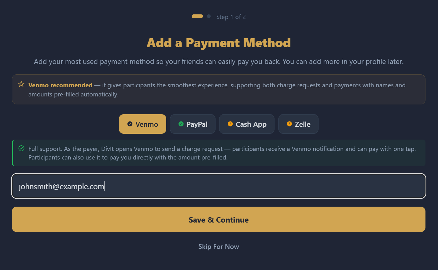 Add Payment screen