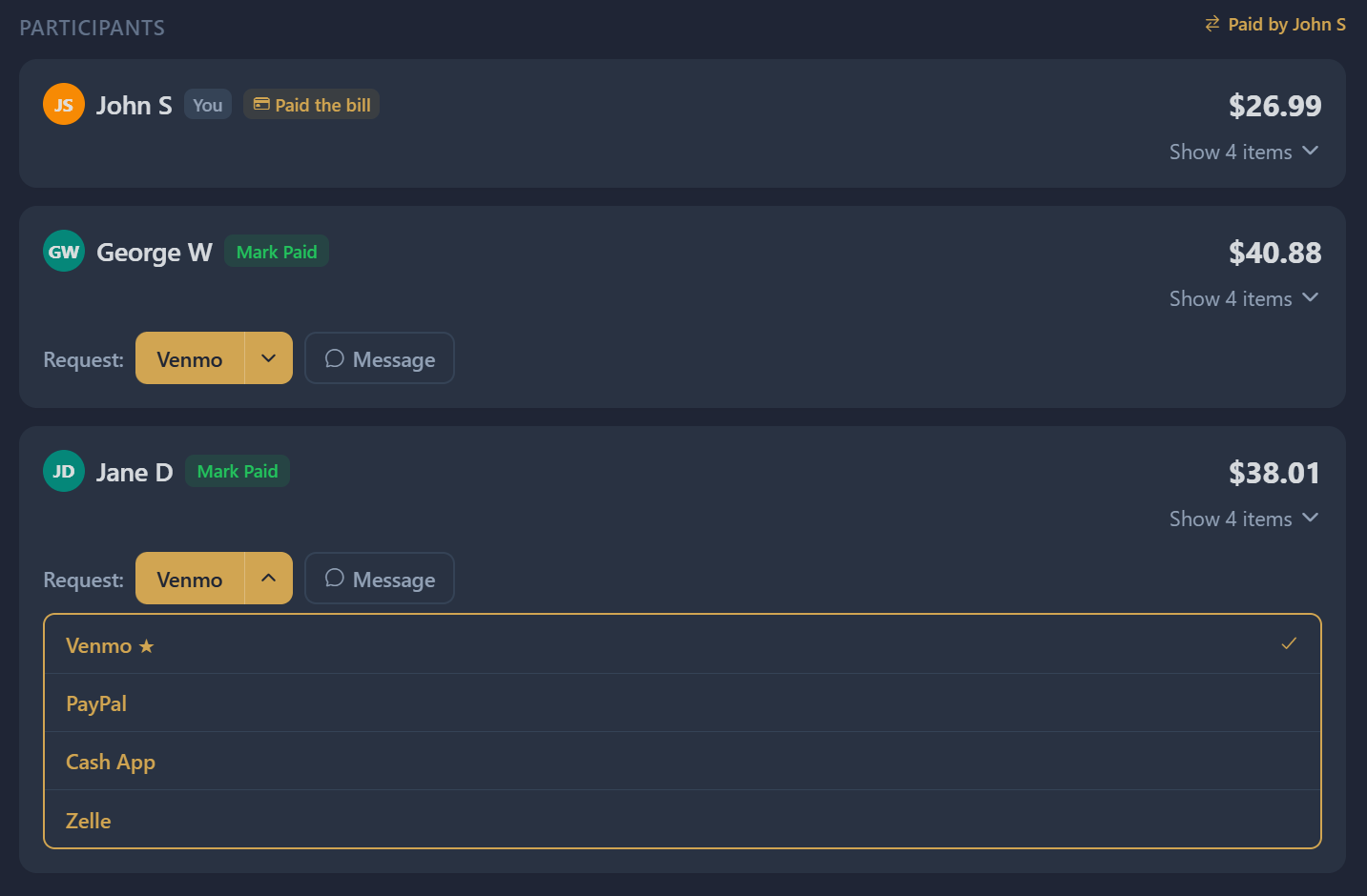 Payment selector