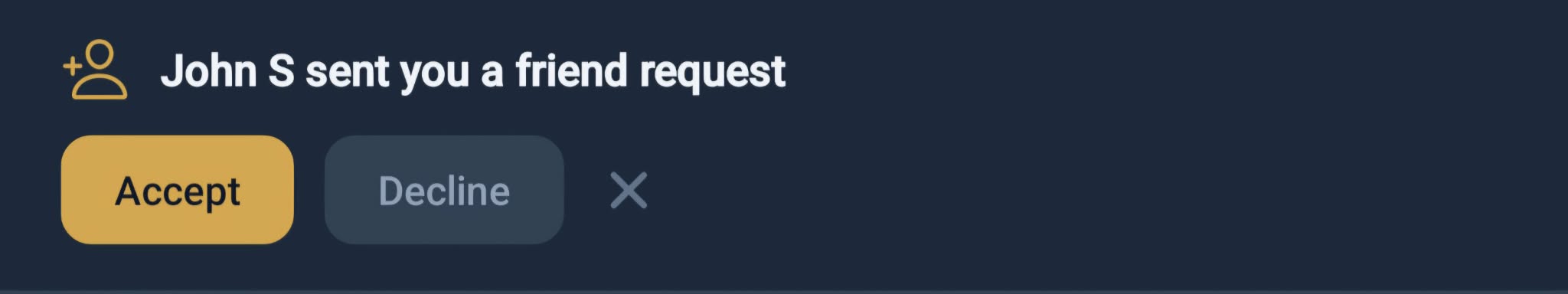 Friend request banner