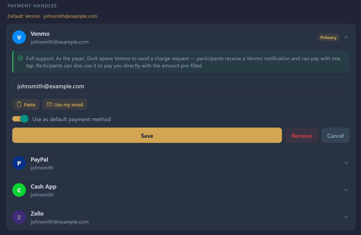 Payment handles